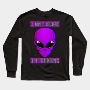 Funny Alien Face Halloween Costume Long Sleeve T-Shirt